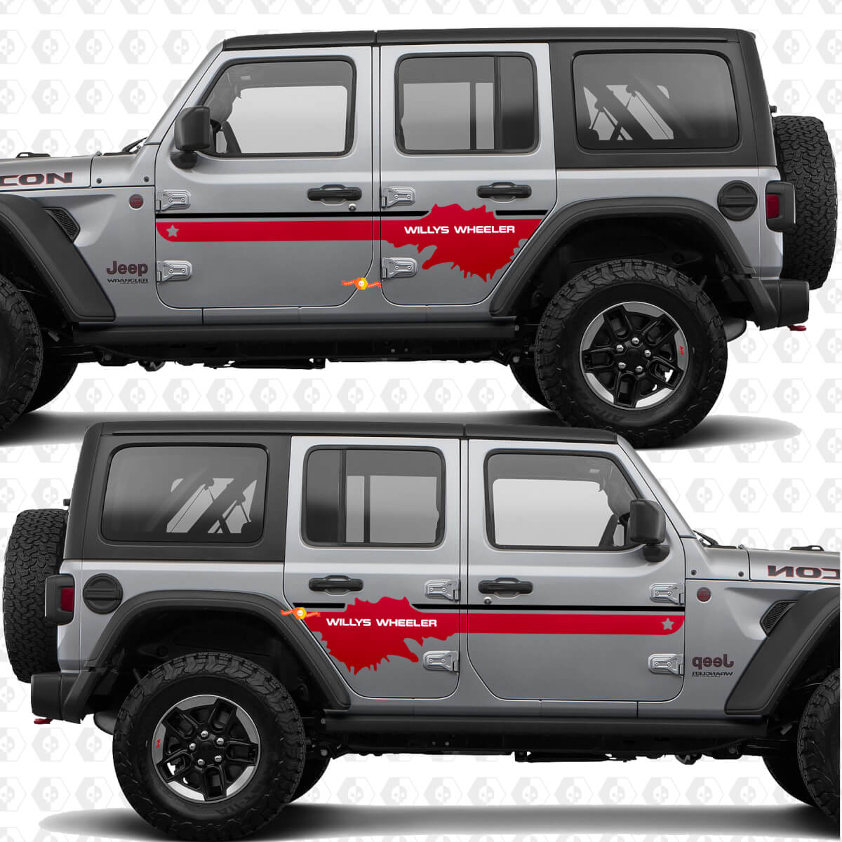 Vinilo adhesivo personalizado para puertas laterales compatible con Jeep Wrangler Jeep-Wrangler Willys Wheeler