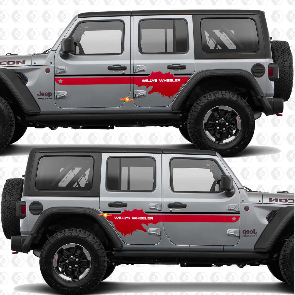 Vinilo adhesivo personalizado para puertas laterales compatible con Jeep Wrangler Jeep-Wrangler Willys Wheeler