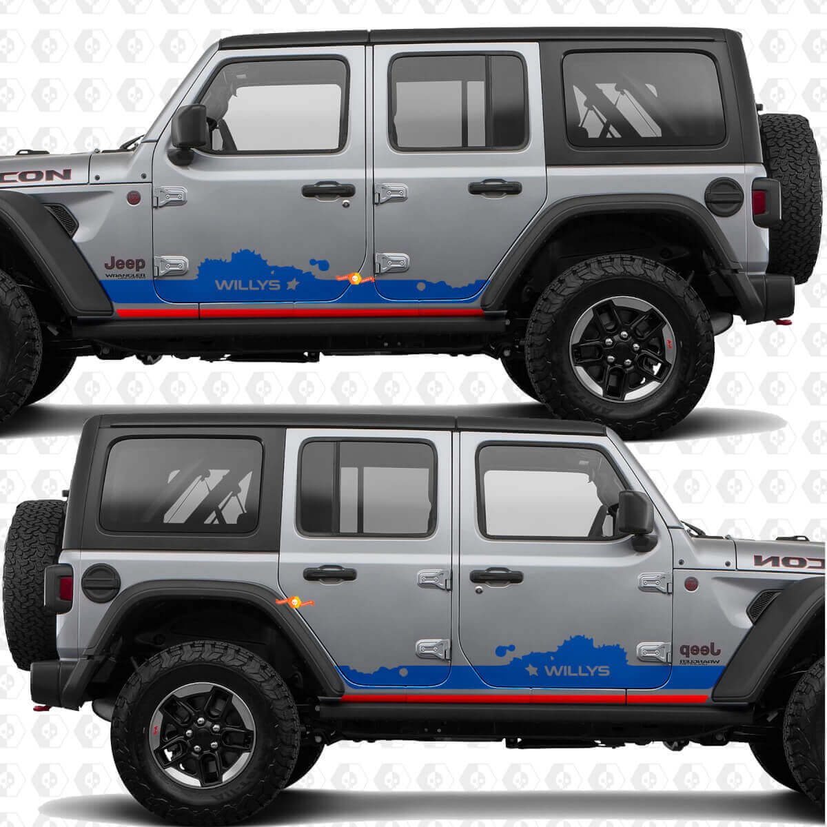 Calcomanía adhesiva de vinilo personalizada para puertas laterales, compatible con Jeep Wrangler Jeep Wrangler Willys