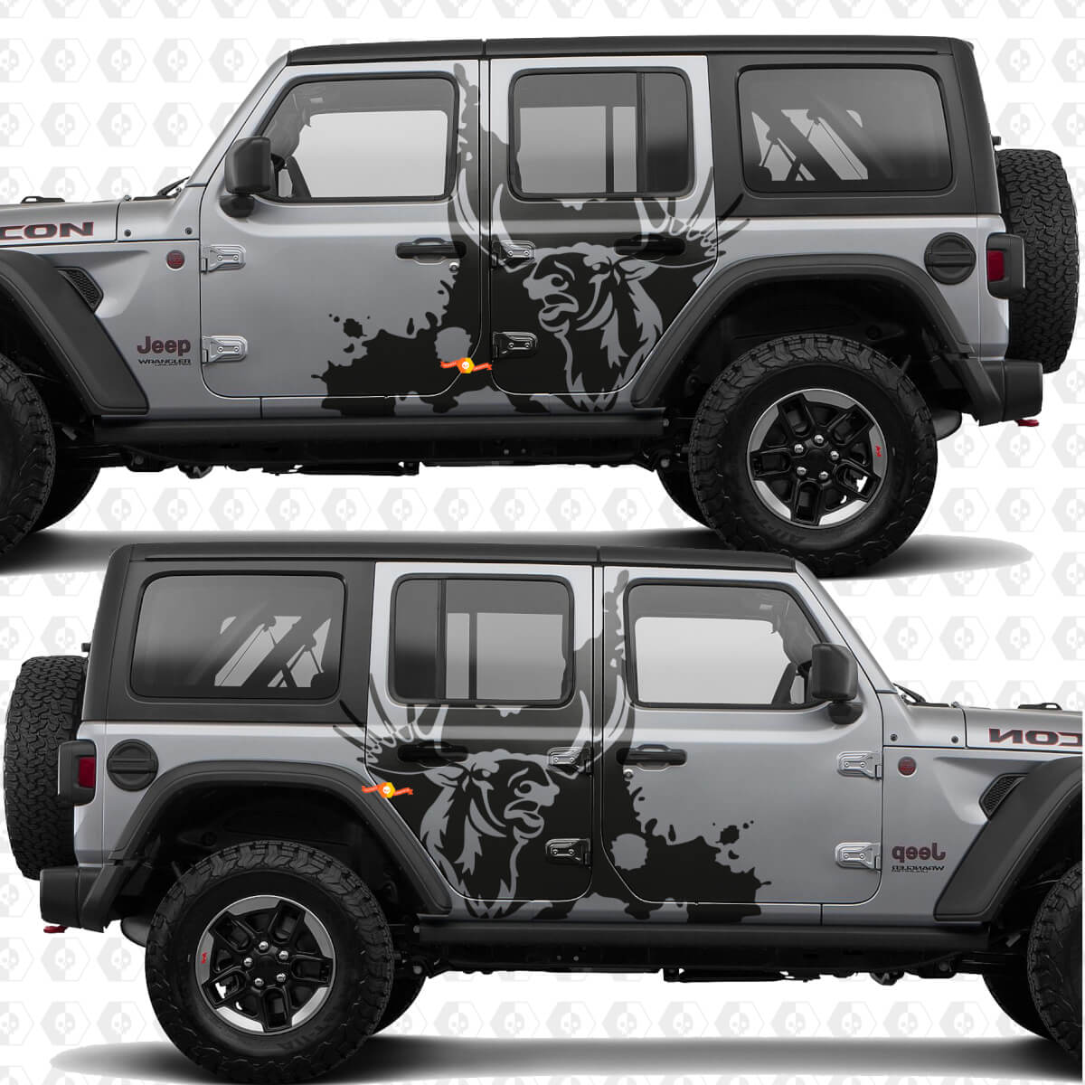 Calcomanía adhesiva de vinilo Moose Splash Nature para puertas laterales, compatible con Jeep Wrangler