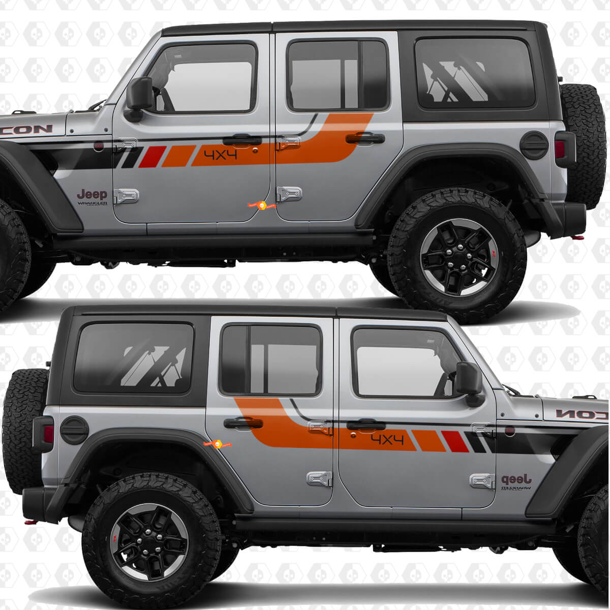 4x4 Franjas Retro Adhesivo de vinilo para puertas laterales apto para Jeep Wrangler