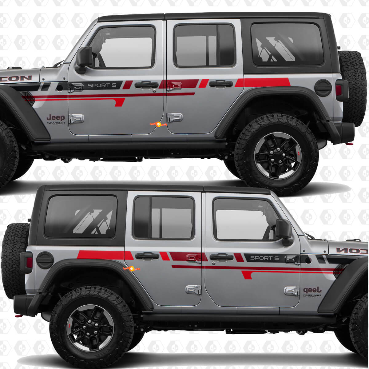 Texto Personalizado Franjas Retro Puertas Laterales Vinilo adhesivo calcomanía para Jeep Wrangler