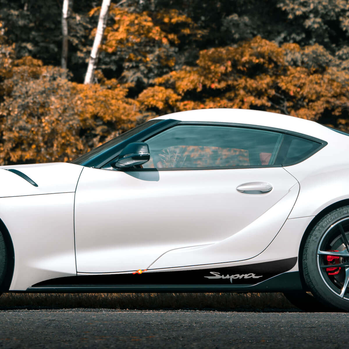 Vinilos adhesivos de franja lateral para paneles de estribos para Toyota Supra MKV A90 A91