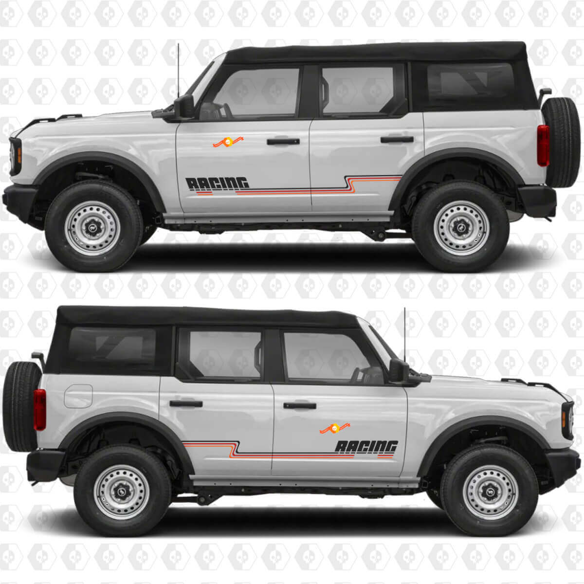 Calcomanías Personalizadas de Rayas de Carreras en Puertas Laterales Vintage Heritage para Ford Bronco