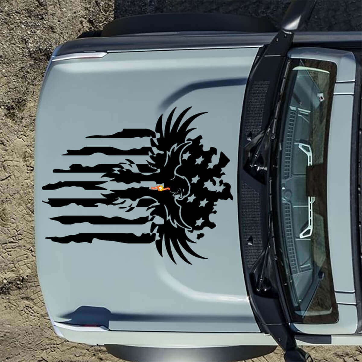 Adhesivo de vinilo para capó de águila con bandera americana para musclecar horse
