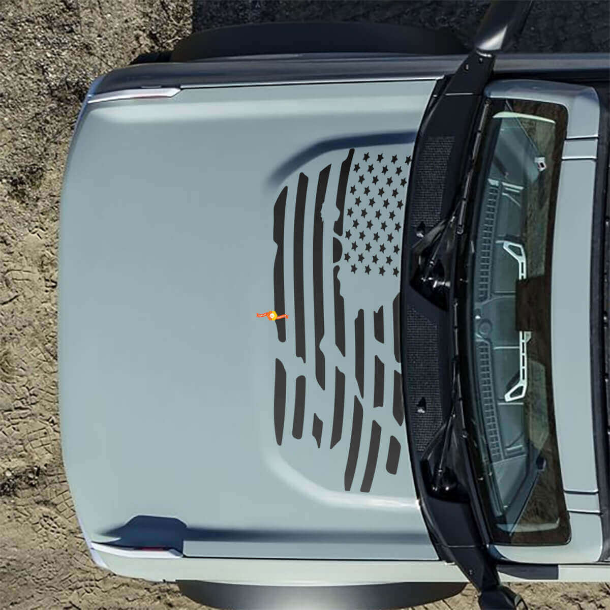 Calcomanías Pegatinas de Capó con Bandera Americana Destrozada para Musclecar horse
