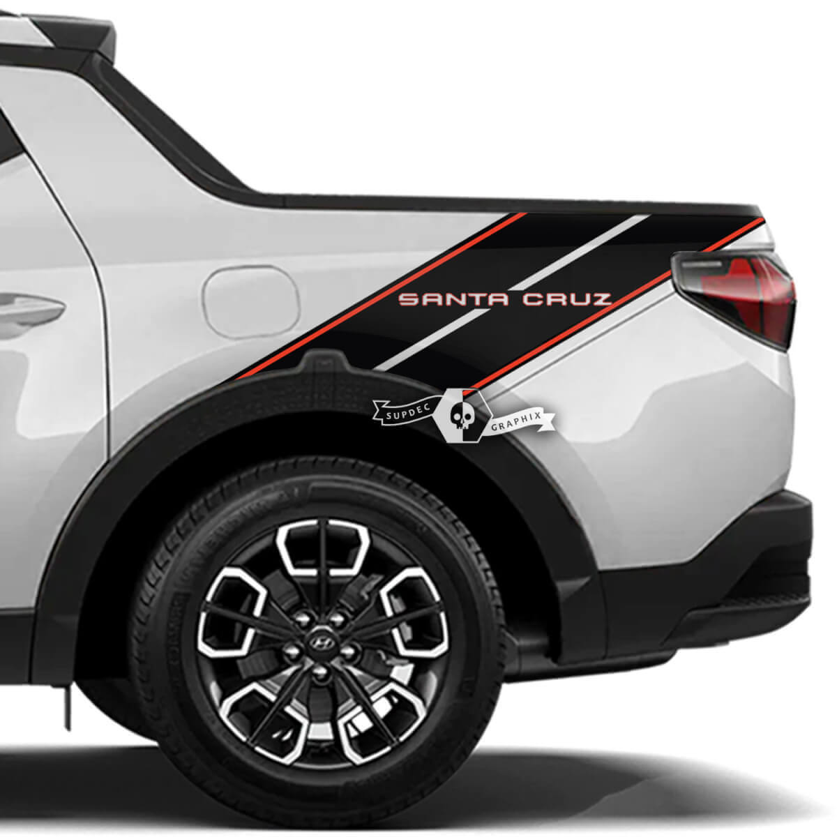 Kit de Adhesivos de Vinilo de Rayas Dobles para Guardabarros Trasero para Hyundai Santa Cruz