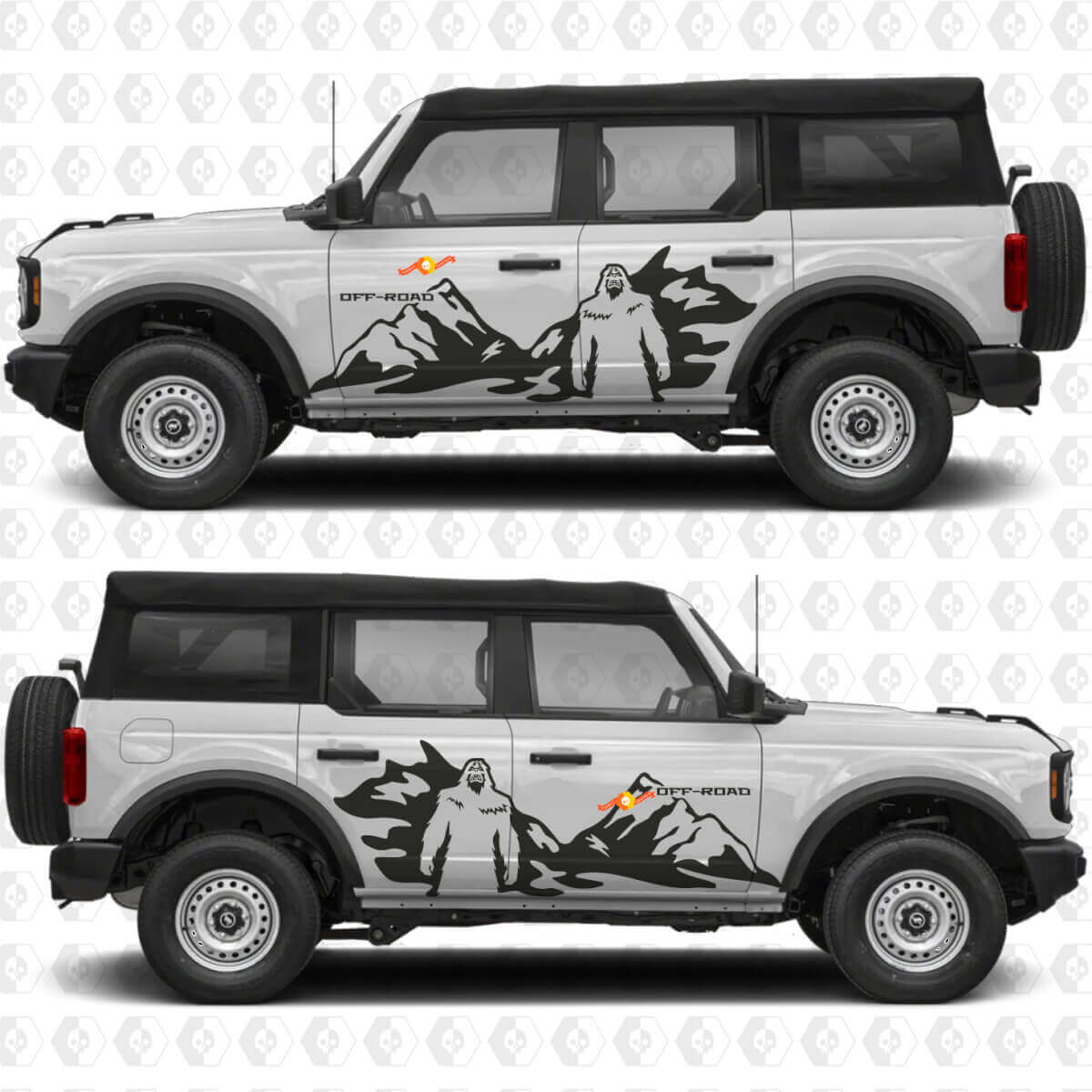 Gráficos Vinilo Calcomanía Pegatina Puertas Laterales Montañas Yeti Off Road compatible con Ford Bronco