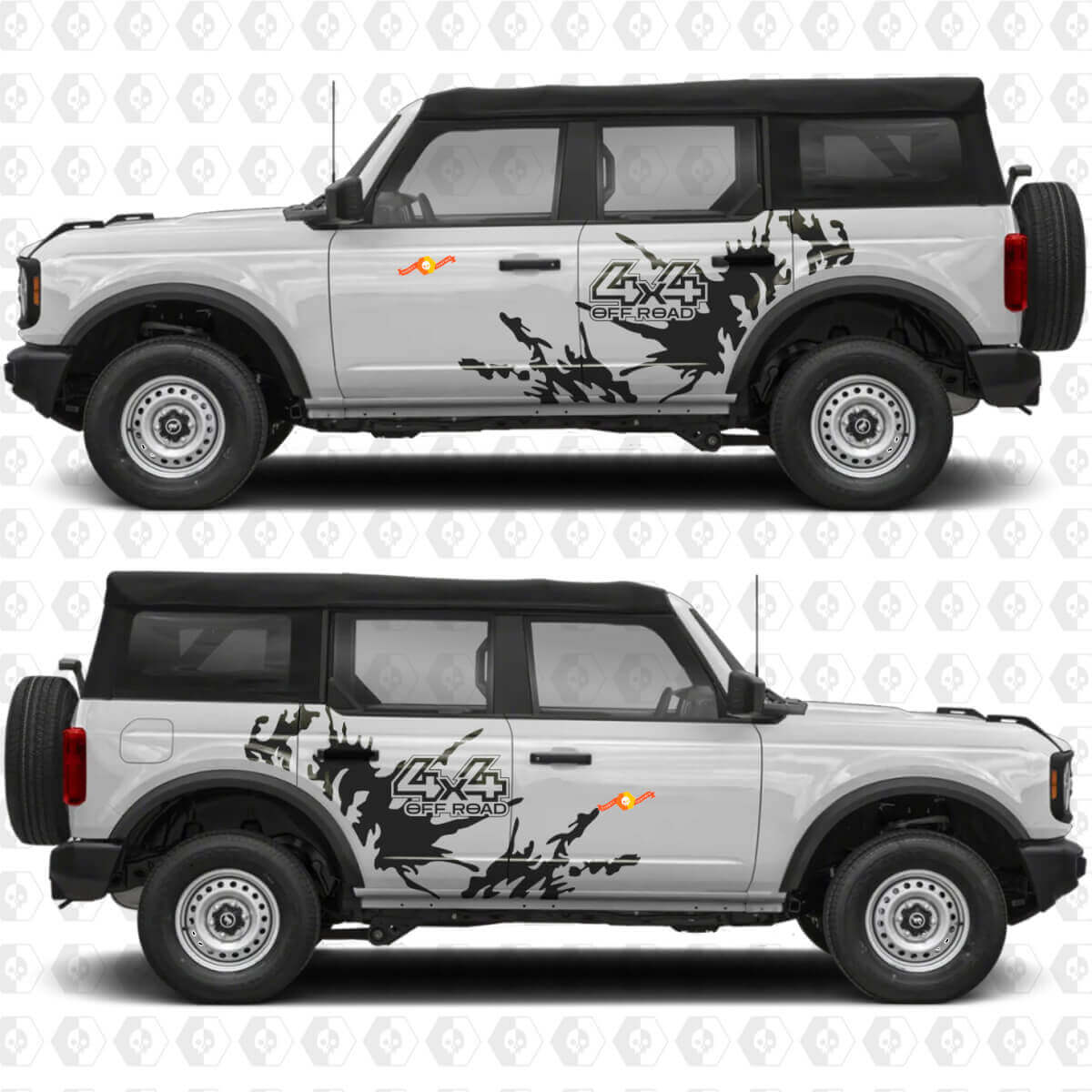 Gráficos Vinilo Pegatina para Puertas Laterales Antisalpicaduras 4x4 Off Road compatible con Ford Bronco