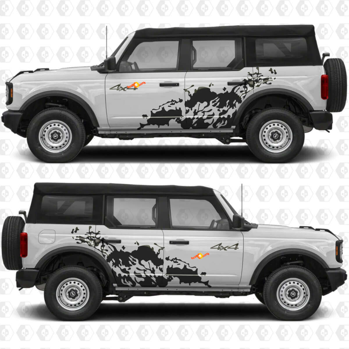 4x4 Off Road Vinilo Adhesivo Gráficos Laterales de Puertas contra Salpicaduras 4 para Ford Bronco