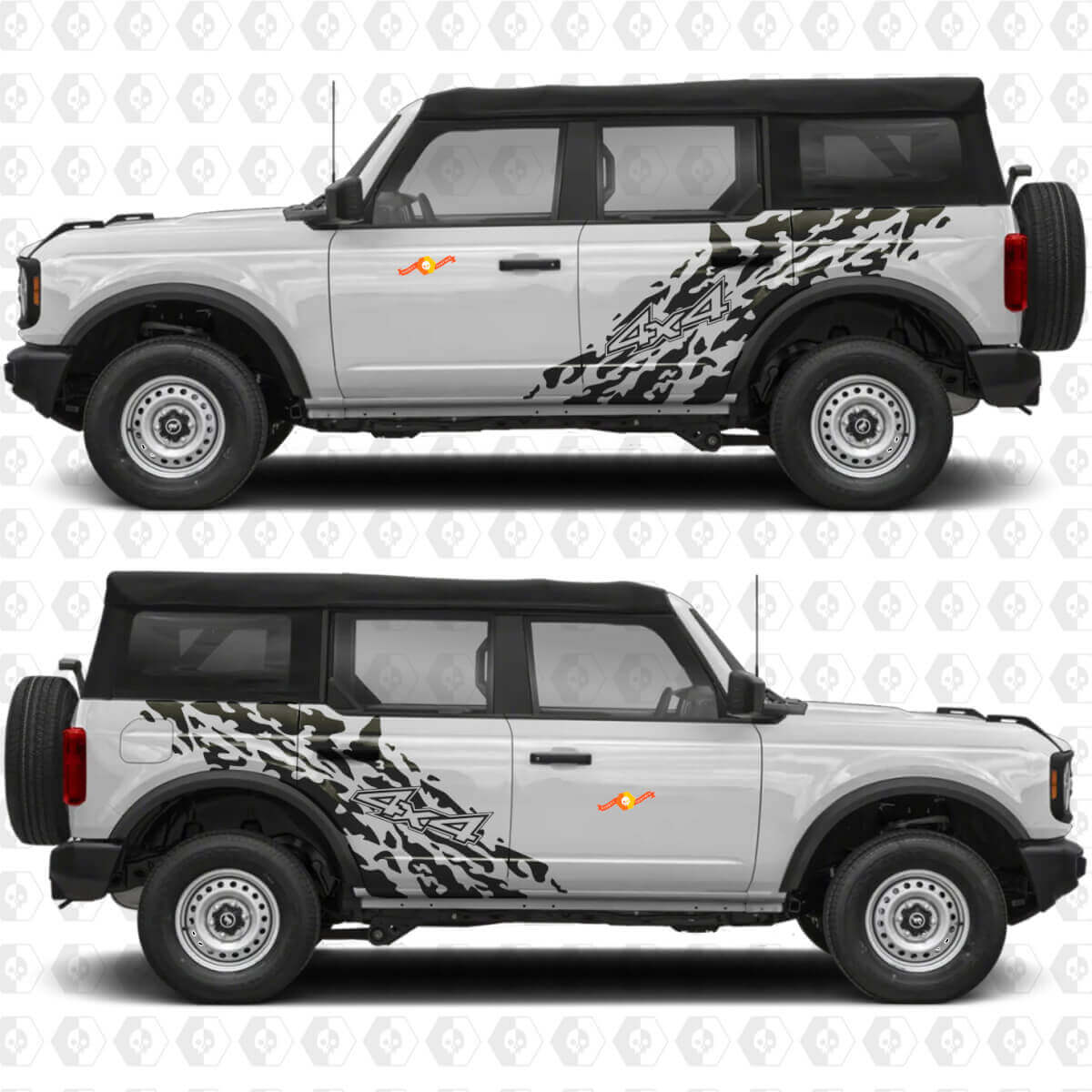 Calcomanía de vinilo de puertas laterales anti-salpicaduras 4x4 Off Road 3 para Ford Bronco