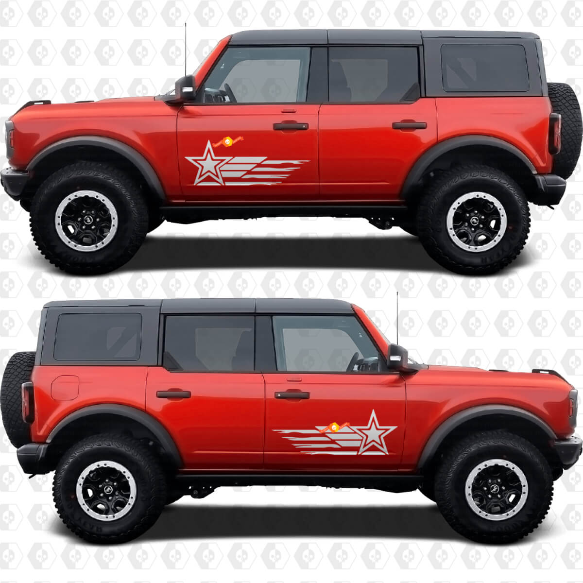 Juego de calcomanías de vinilo con estrella militar y bandera de EE.UU. para la puerta lateral de Musclecar horse