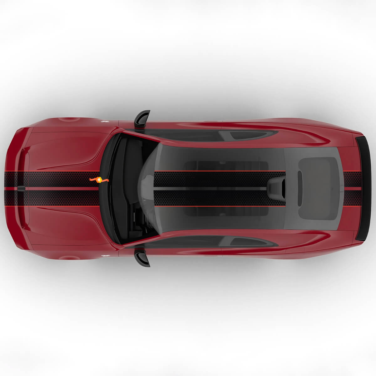 Calcomanía gráfica de vinilo de rally con franjas centrales dobles Sixpack desplazadas para capó 2 para Dodge Charger Daytona