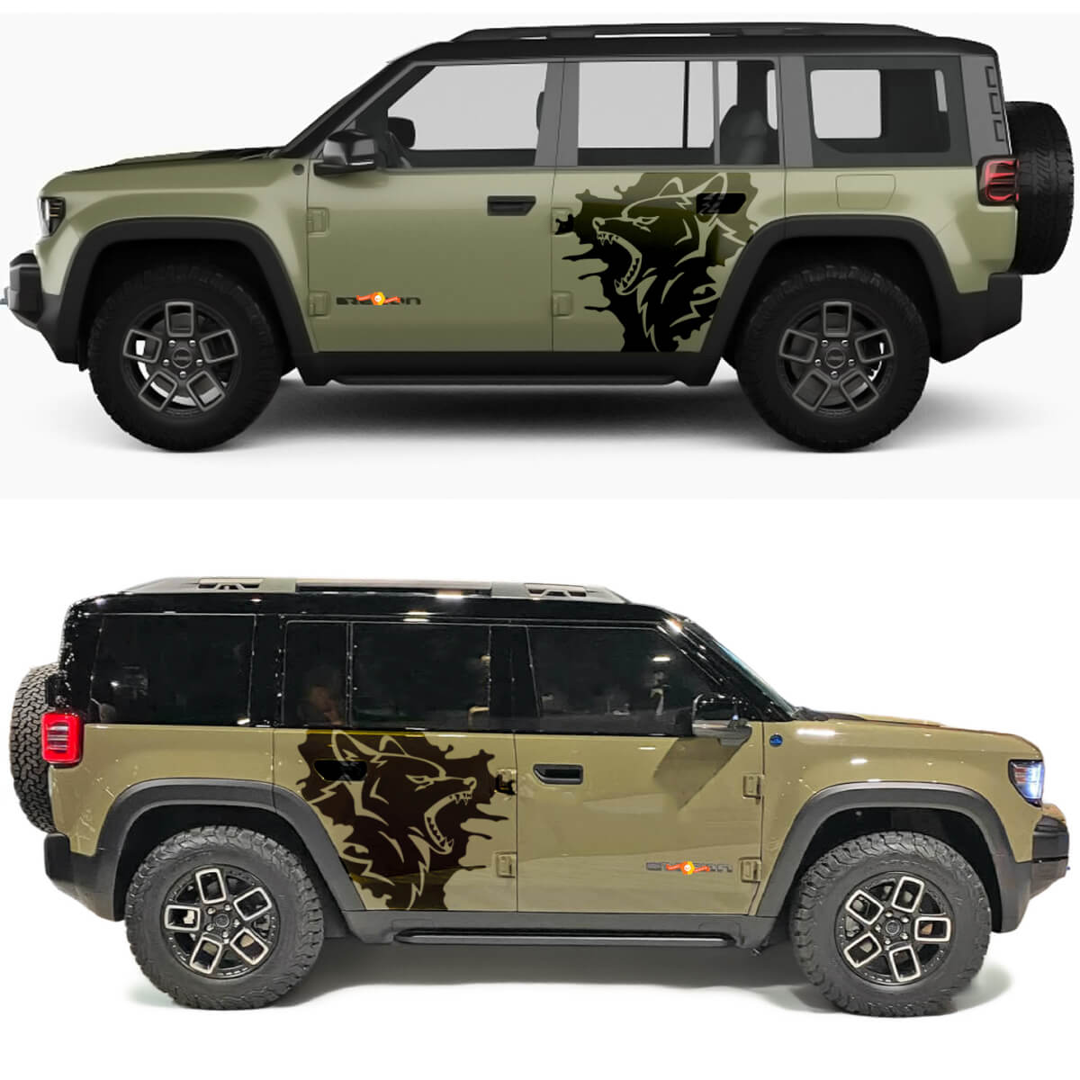 Calcomanía de Vinilo Lateral Wolf Splash para Puertas Jeep Recon