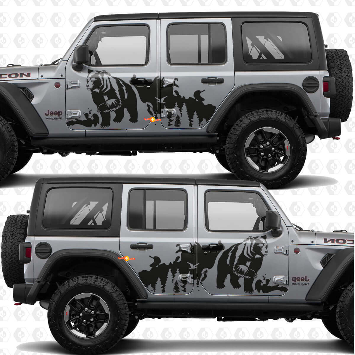 Bear Trees Splash Puertas Laterales Vinilo adhesivo calcomanía para Jeep Wrangler