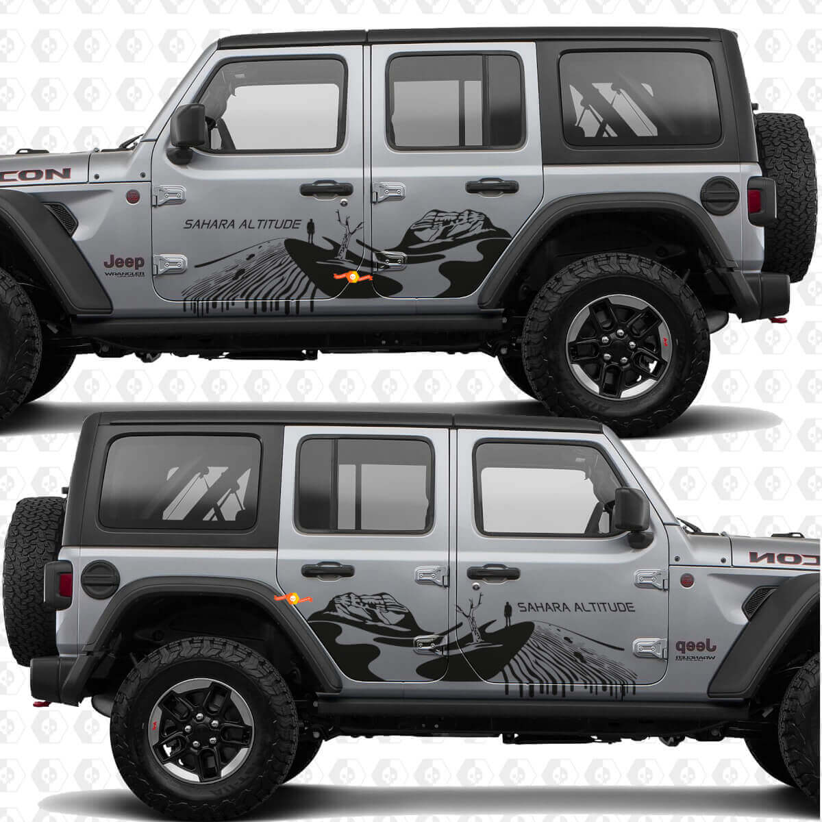 Vinilo adhesivo puerta lateral Desert Explore Sahara Altitude para Jeep Wrangler