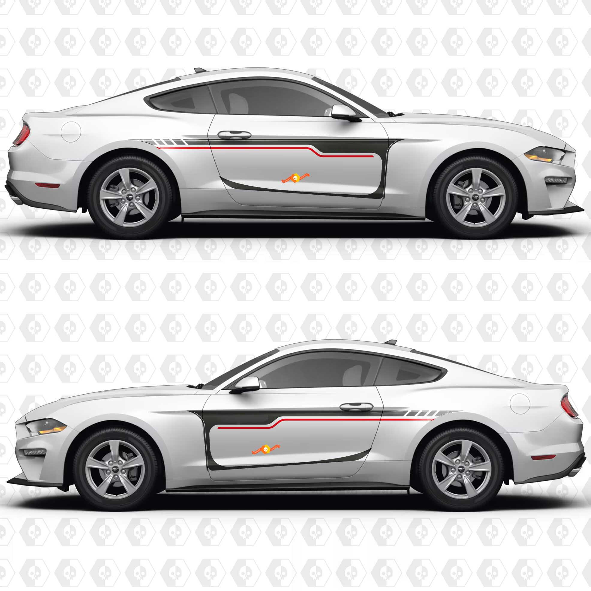 Pegatina de Vinilo de Rayas Clásicas para Puerta Lateral para Ford Mustang 2014-2023