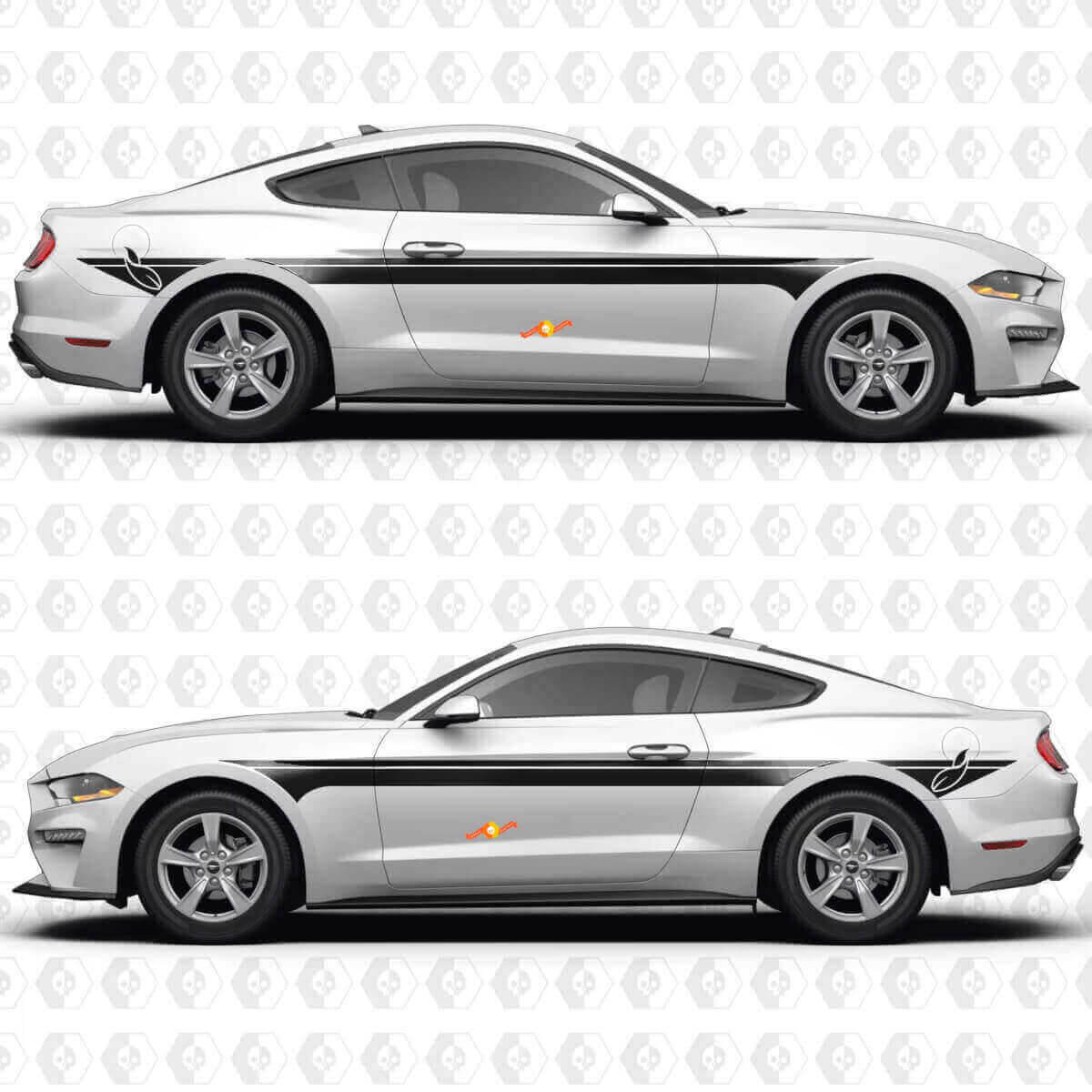 Calcomanías adhesivas de vinilo de franjas paralelas dobles premium S550 EcoBoost para las puertas laterales del Musclecar Musclecarmodel