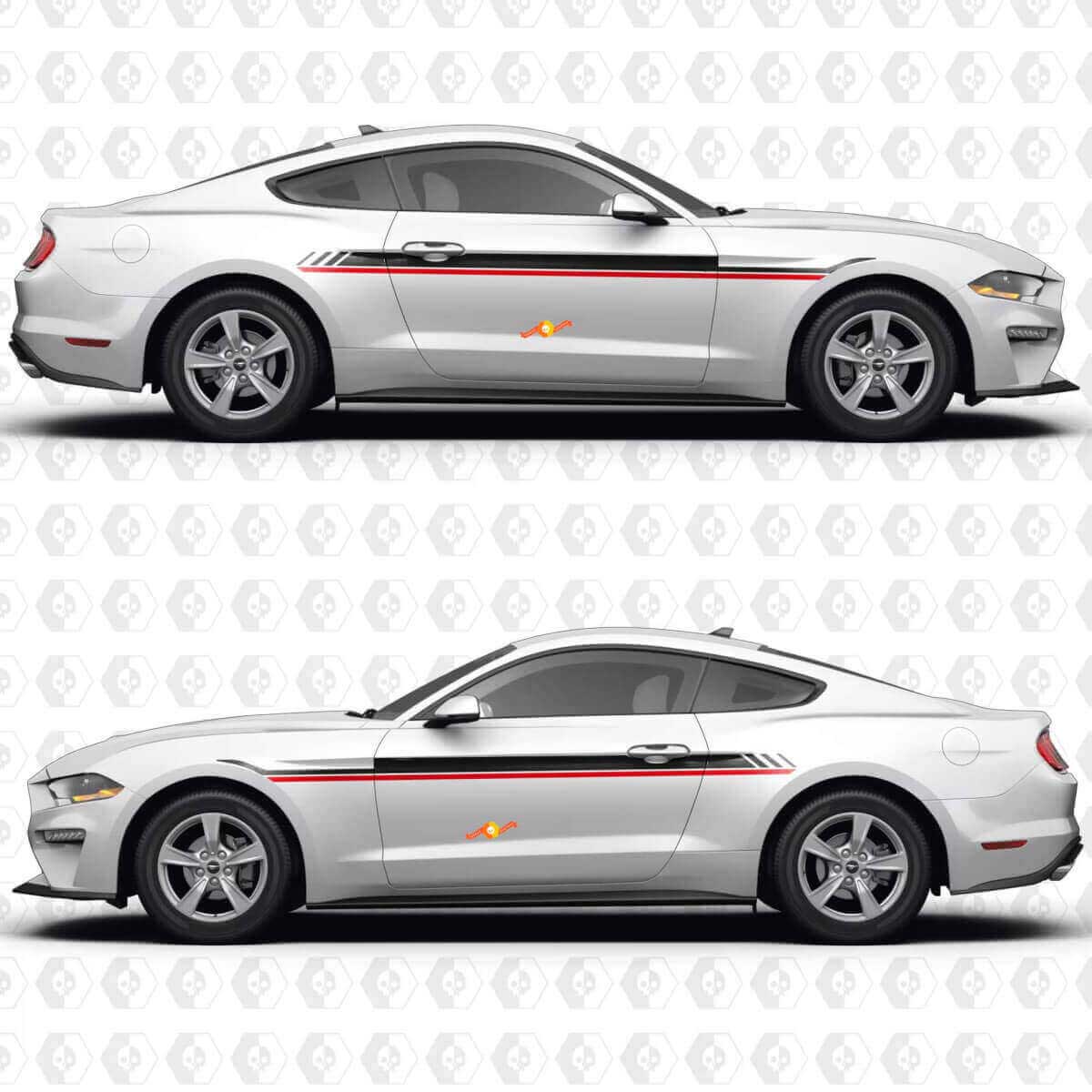 Kit de Vinilos con Rayas Laterales Dobles de Carreras para Musclecar Mustang S550