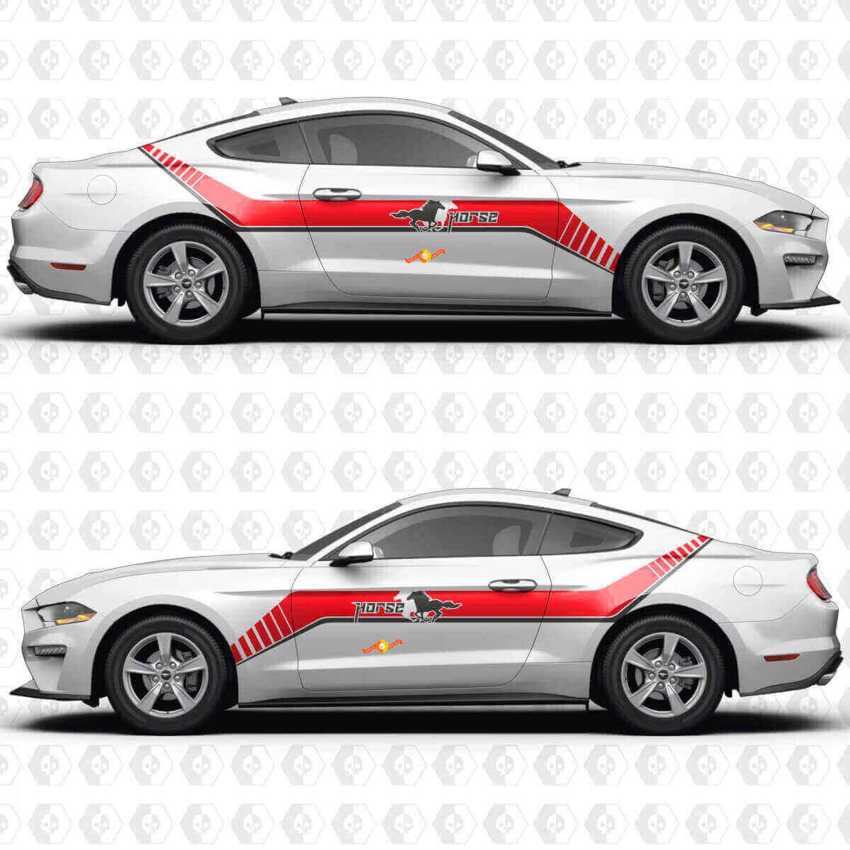 Calcomanía Vinilo Franja de Desfase en Forma de Caballo para Puertas Laterales para Musclecar Musclecarmodel