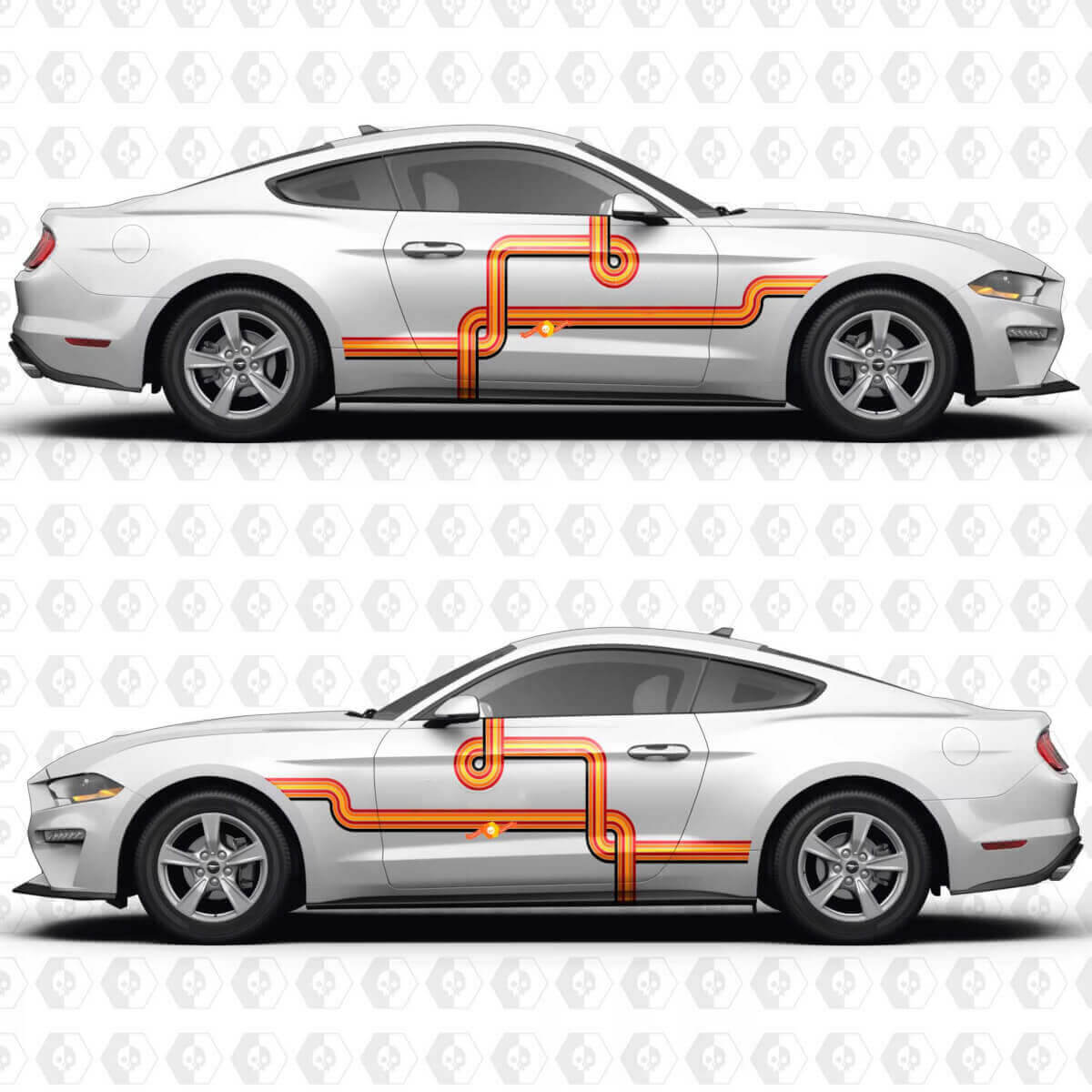 Gráficos de calcomanía adhesiva de vinilo en el lateral de la puerta con rayas estilo clásico para Musclecar Musclecarmodel