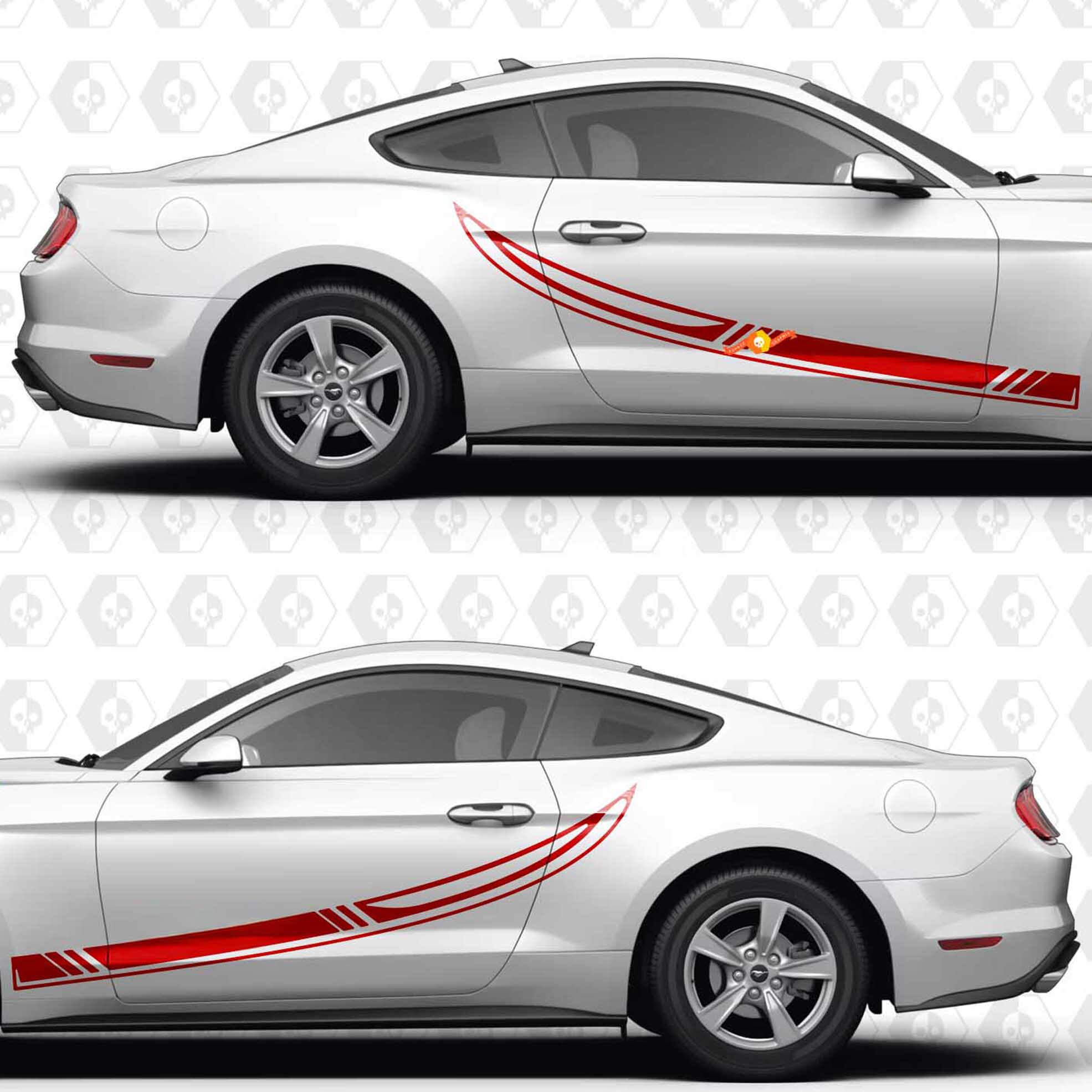 Calcomanía Vinilo de Rayas de Carreras para Puerta Lateral Ford Mustang