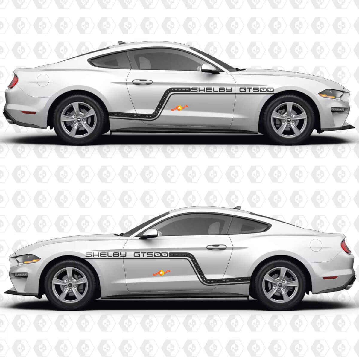 Kit de calcomanías de vinilo para puerta lateral con franjas inspiradas en pista GT500 para Musclecar Musclecarmodel GT500