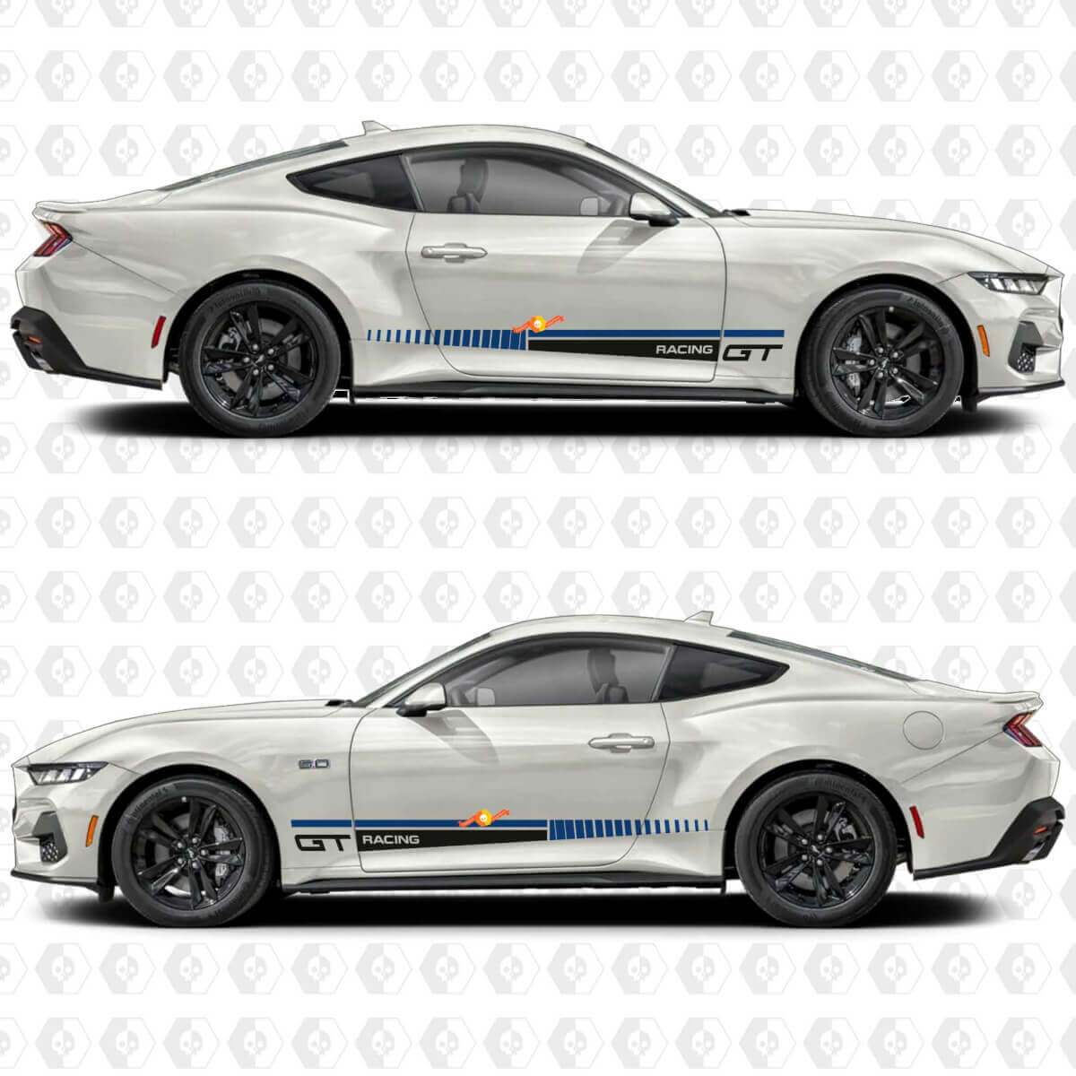 Calcomanías de vinilo con rayas laterales estilo GT Racing para puerta para Ford Mustang