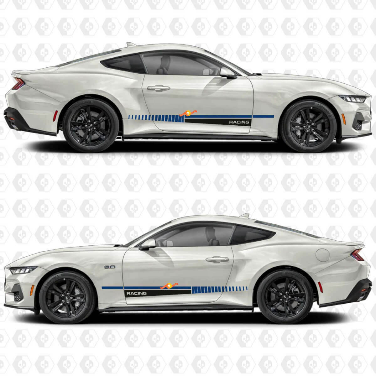 Gráficos de Calcomanía de Vinilo en la Puerta Lateral con Franjas de Estilo Racing para Musclecar Musclecarmodel