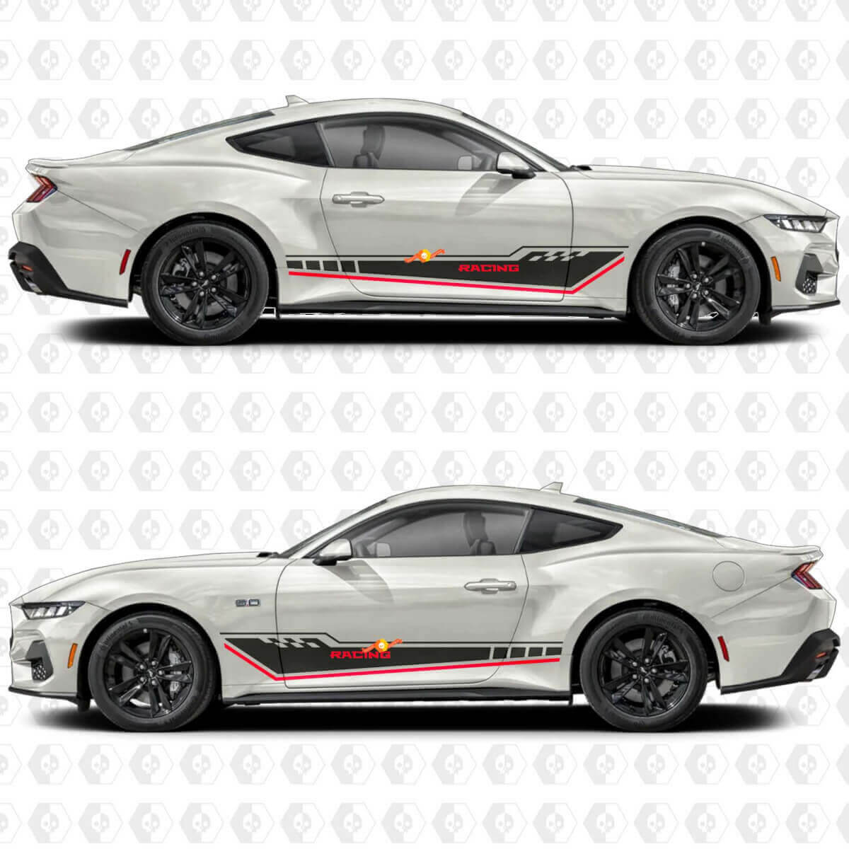 Calcomanías de Vinilo de Tirantes Triples de Carreras para la Puerta Lateral de Musclecar Musclecarmodel