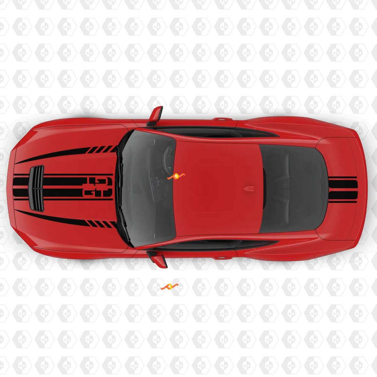 Vinilos adhesivos de rayas musculares simétricas GT para capó y maletero para Ford Mustang