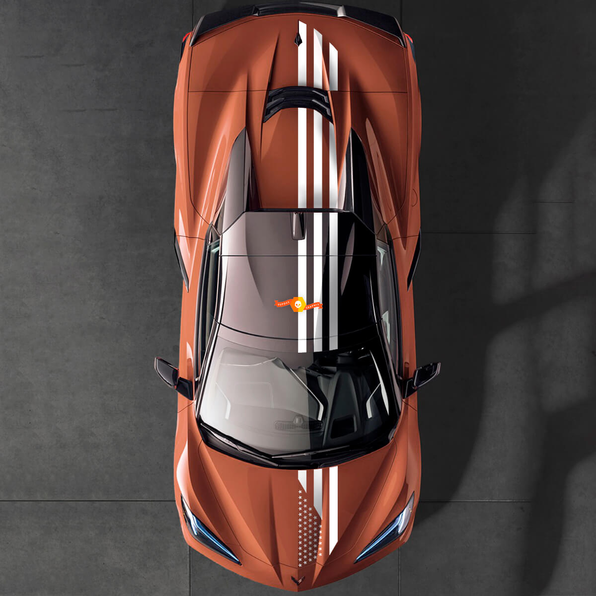 Juego de Calcomanías con Rayas de la Bandera de EE. UU. para Chevrolet Corvette C8