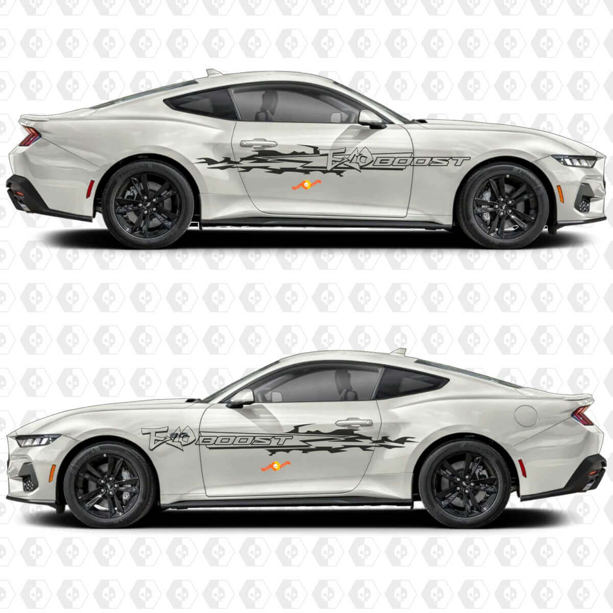 Calcomanías Vinilo de Rayas Urbanas Eco Boost para Puertas Laterales para Ford Mustang