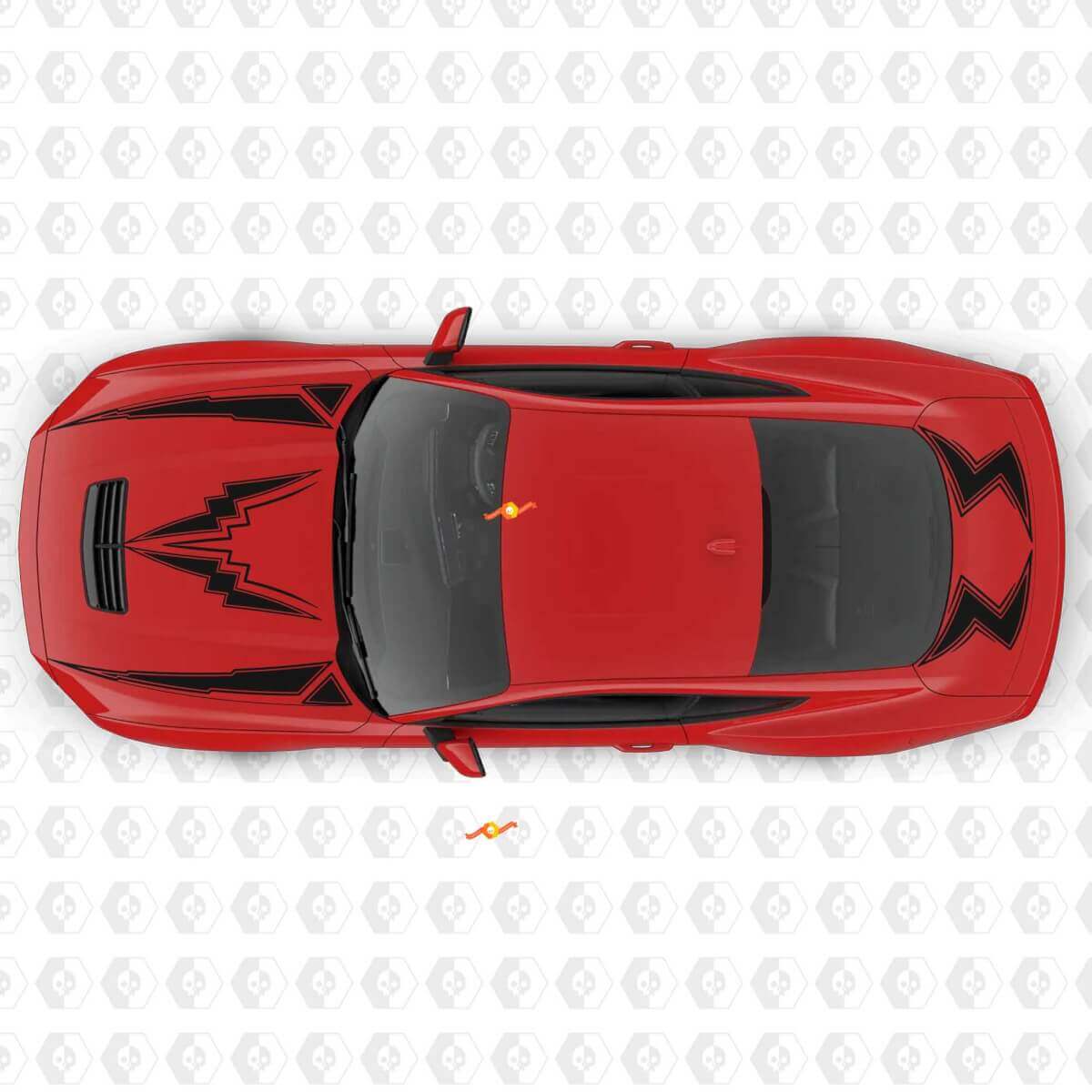 Calcomanía de vinilo con franjas de rayo para capó y maletero para Ford Mustang