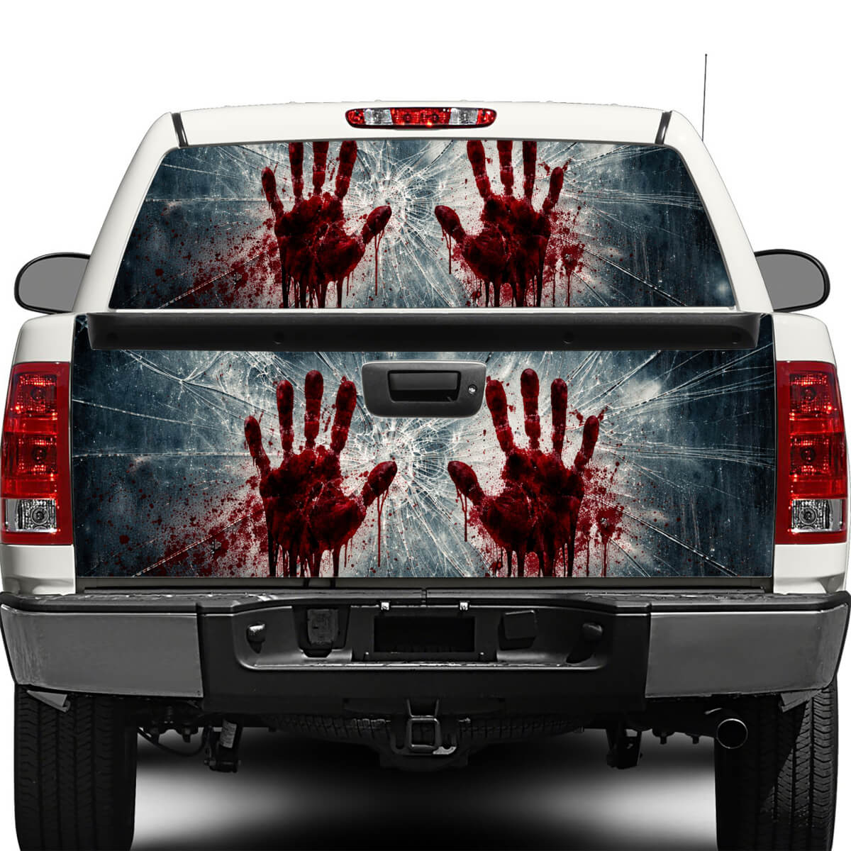 Calcomanía de vinilo de manos zombis con ventana trasera o portón trasero de vidrio roto para pick-ups y SUVs