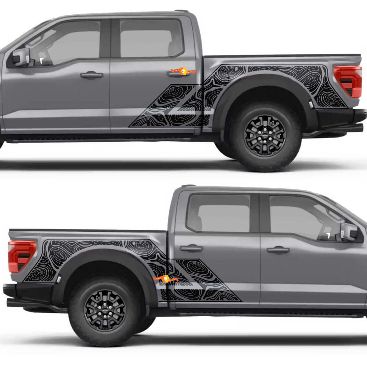 Topographic Map Pattern Side Door Rear Fender Vinyl Decal Sticker for Ford F-150