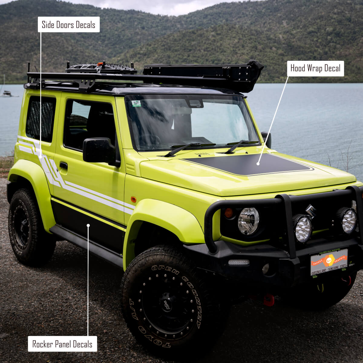 Kit de calcomanías gráficas para paneles laterales de puertas y capó para Suzuki JIMNY