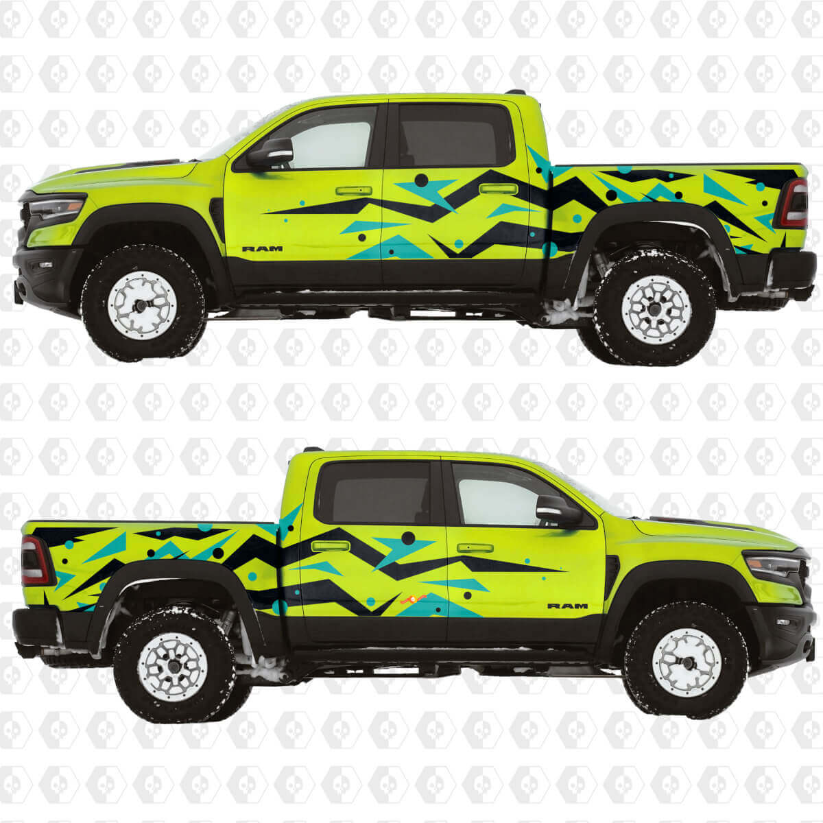 Kit de vinilos laterales con gráficos abstractos geométricos para Dodge RAM 1500 TRX