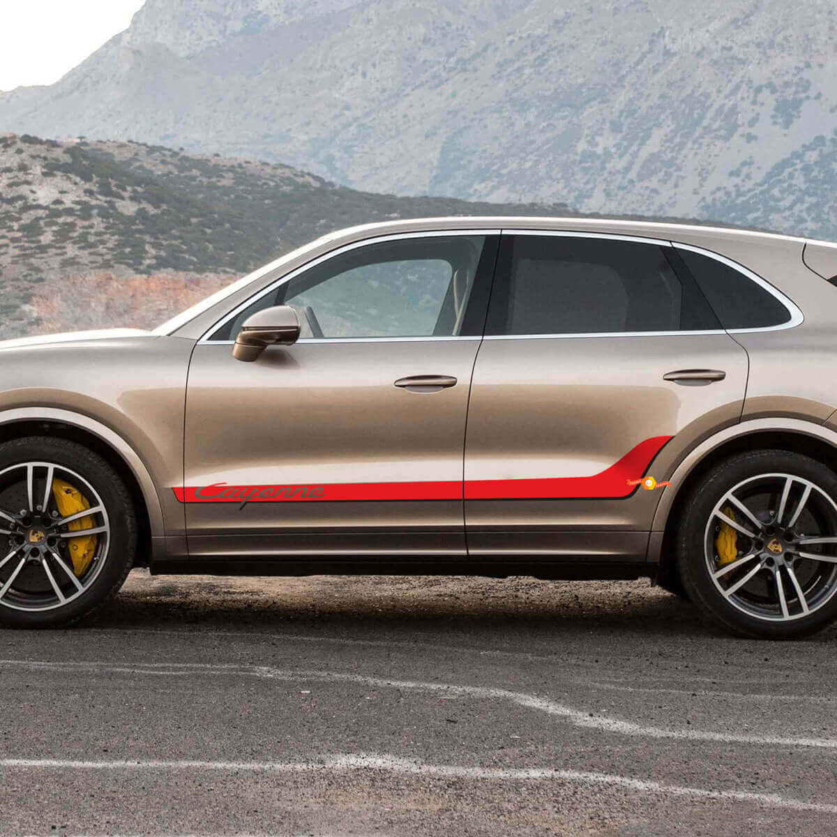 Calcomanía de Letras y Franjas Laterales para Puertas Porsche Cayenne