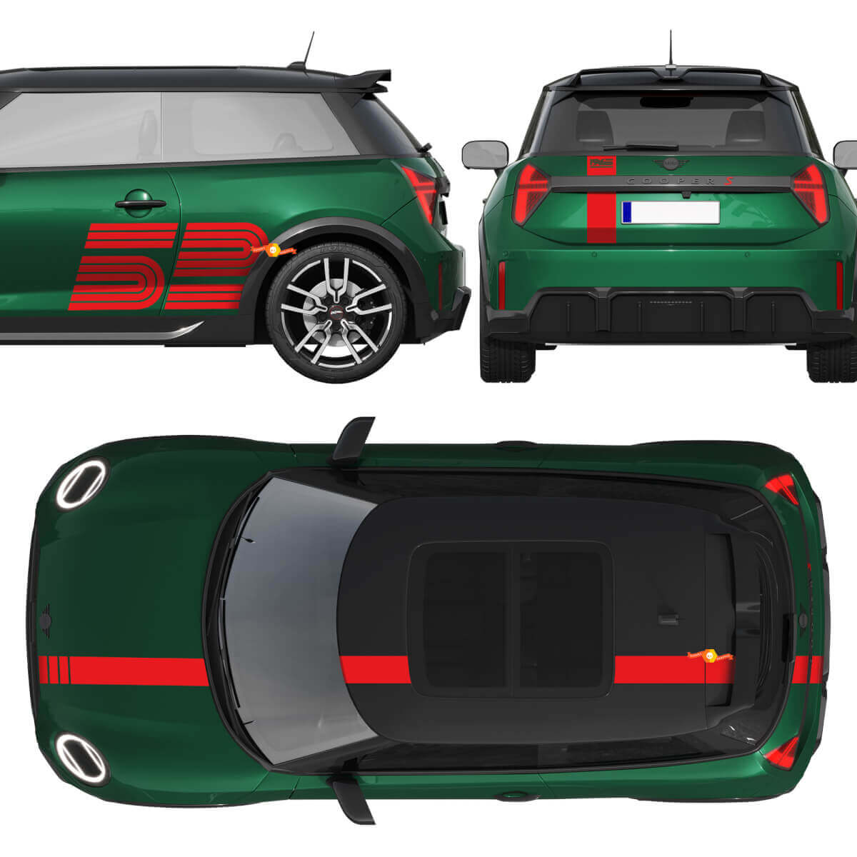 Pegatina Vinilo de Rayas Gráficas de Carreras con Logotipo Victory Edition 52 para Puerta Lateral de Mini Cooper S