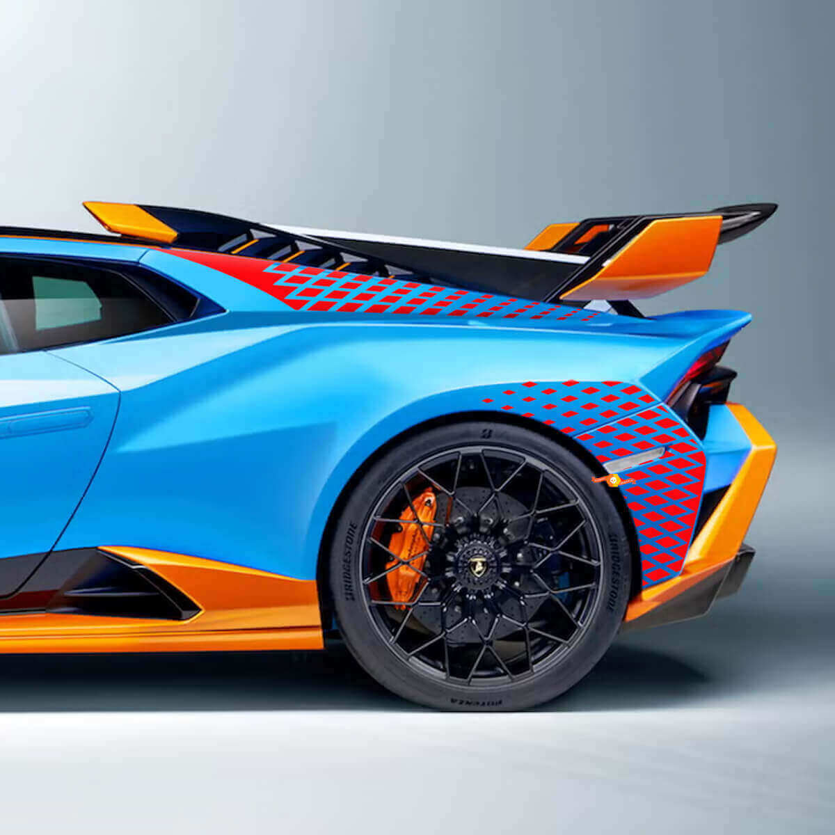 Kit de vinilo adhesivo de guardabarros trasero a cuadros para Lamborghini Huracan STO