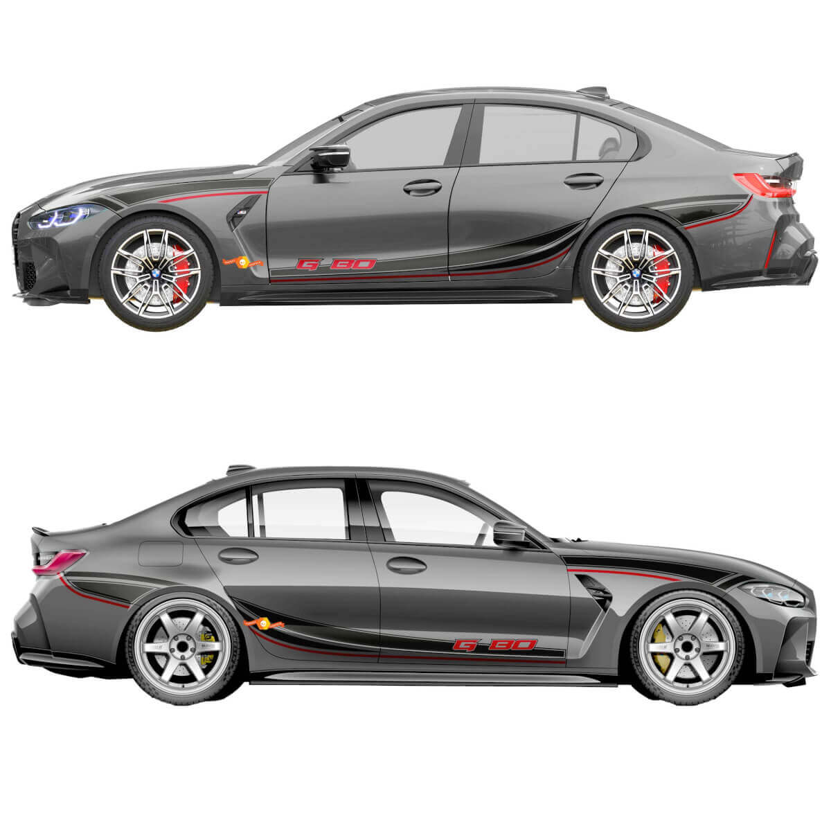 Calcomanía de Vinilo para Guardabarros con Rayas Laterales M Performance para BMW M3 G80