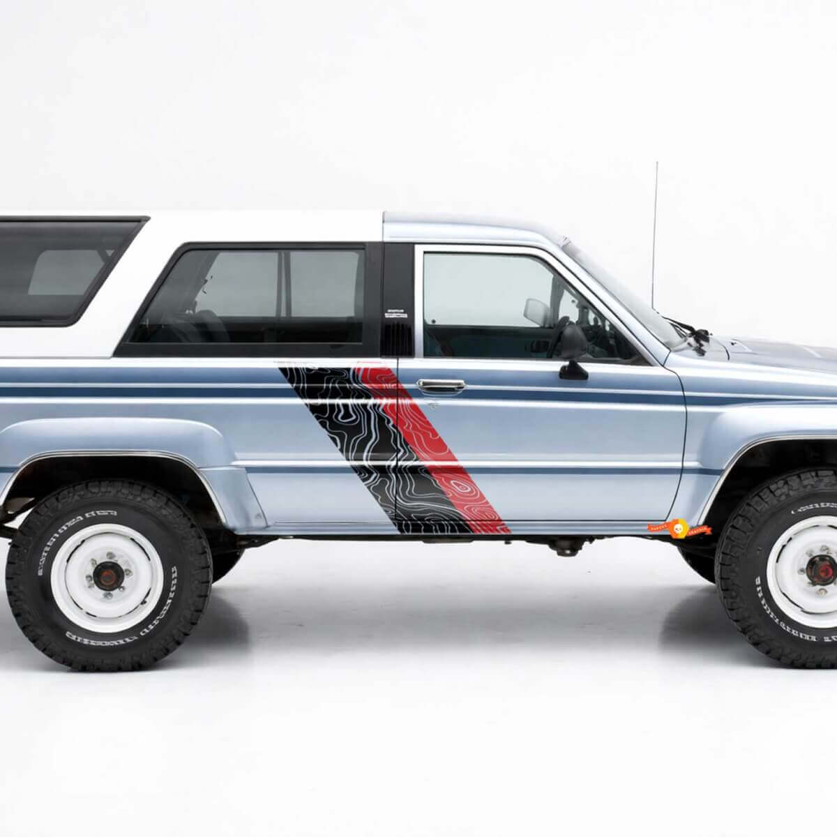 Pegatinas de vinilo laterales con rayas dobles estilo mapa topográfico para Toyota 4Runner 1984-1989