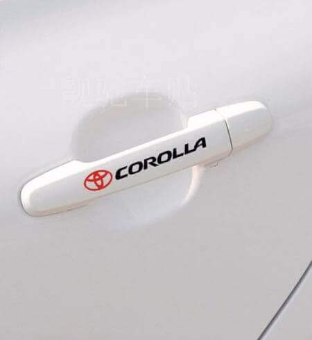 Juego de calcomanías de vinilo para manijas de puerta Corolla para Toyota Corolla