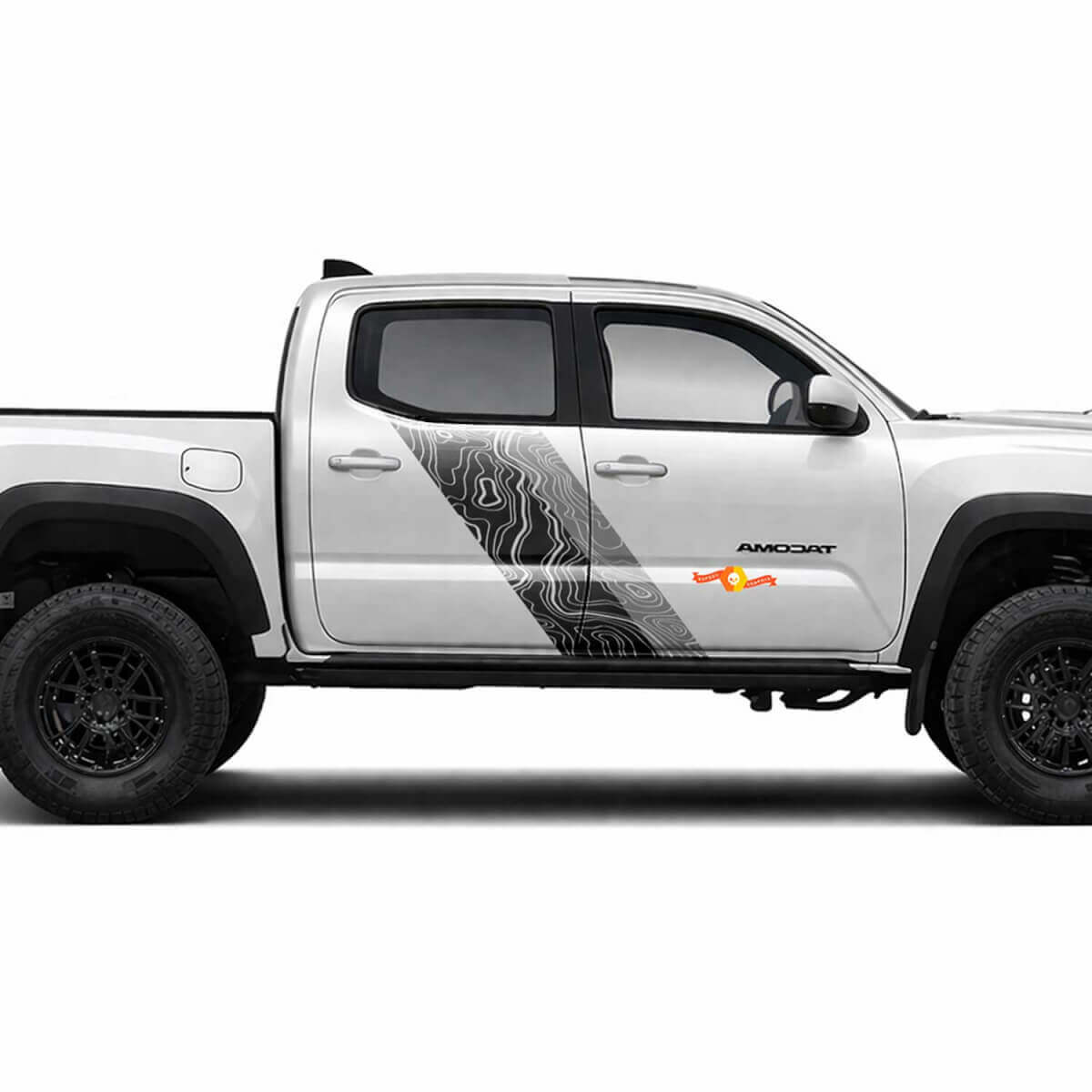 Pegatinas de vinilo laterales con doble raya estilo mapa topográfico para Tacoma 2015-2023