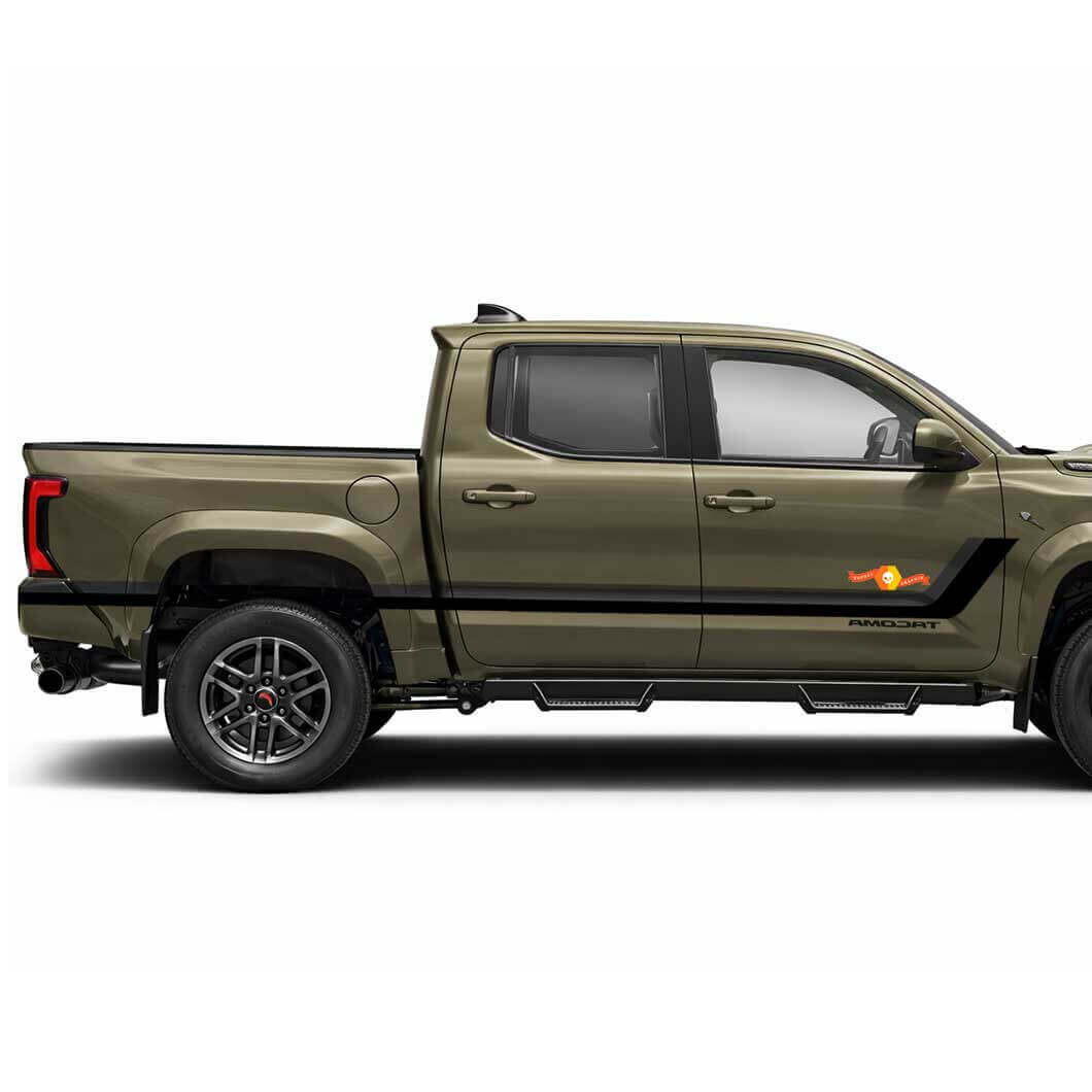 Calcomanías de vinilo laterales de rayas gemelas estilo herencia para Tacoma 2023+