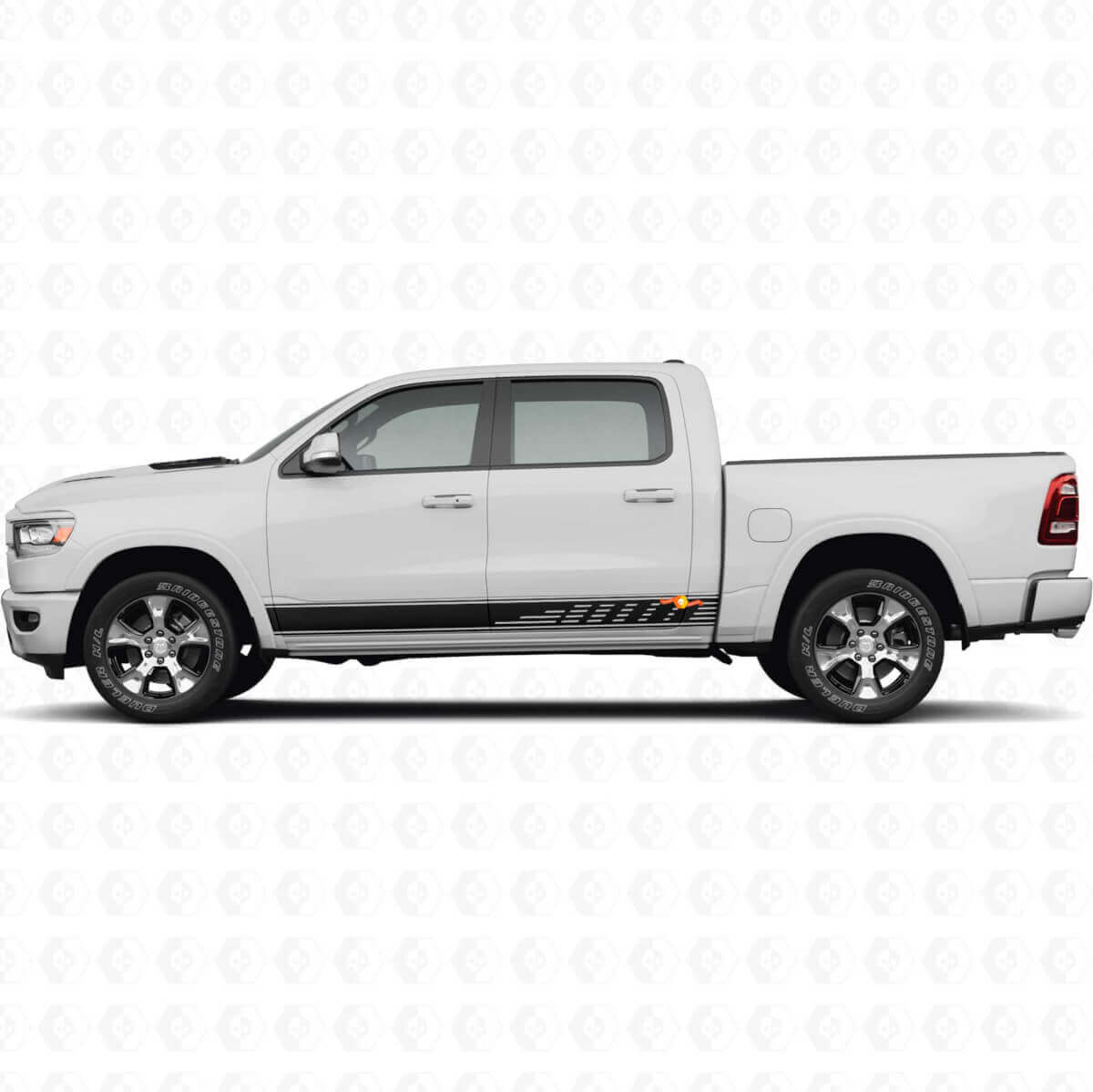 Pegatinas adhesivas de vinilo con rayas perforadas para la puerta lateral para Dodge Ram 1500 2019-2024