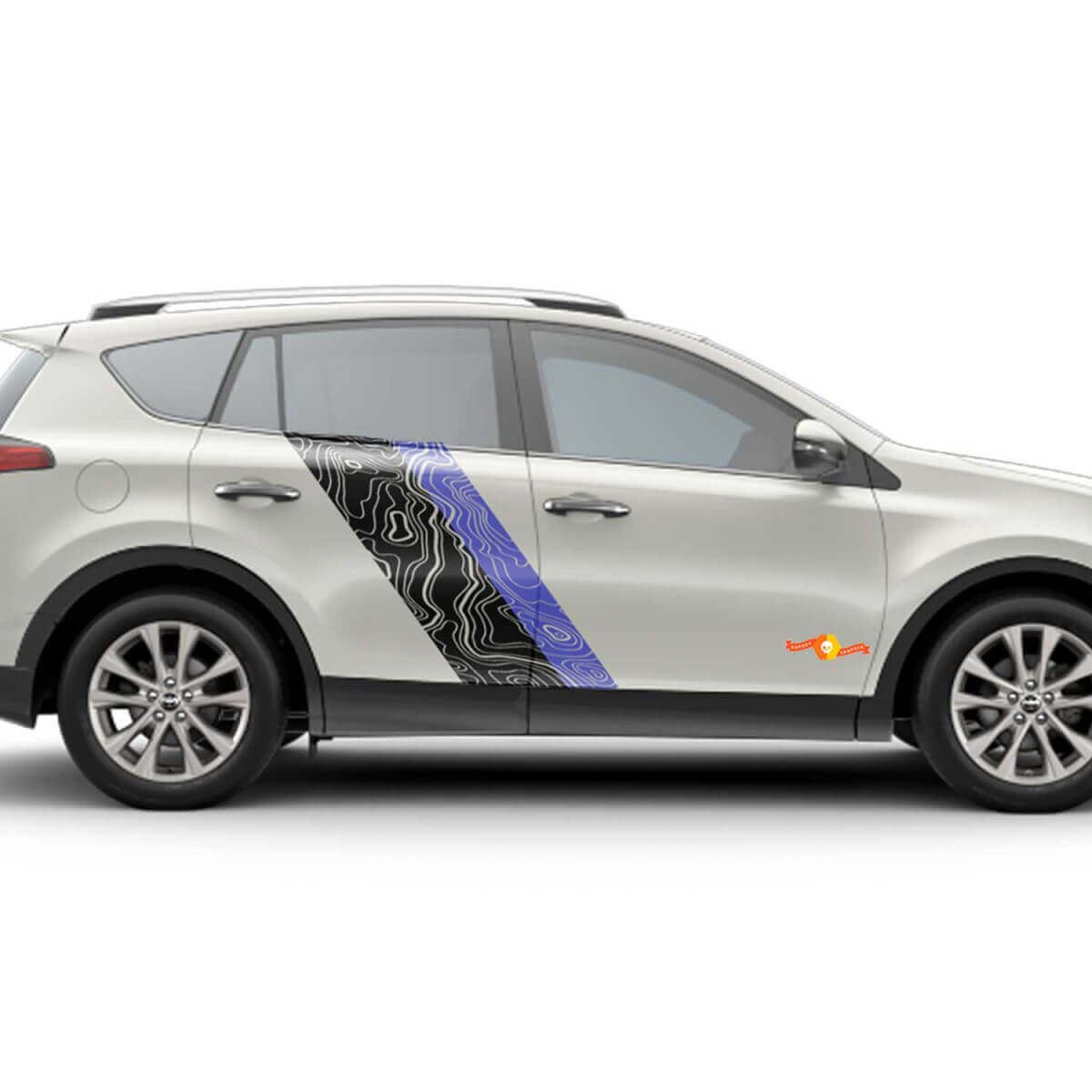 Pegatinas de Vinilo con Rayas Laterales Estilo Mapa Topográfico para Puerta para Toyota RAV4 2013-2018
