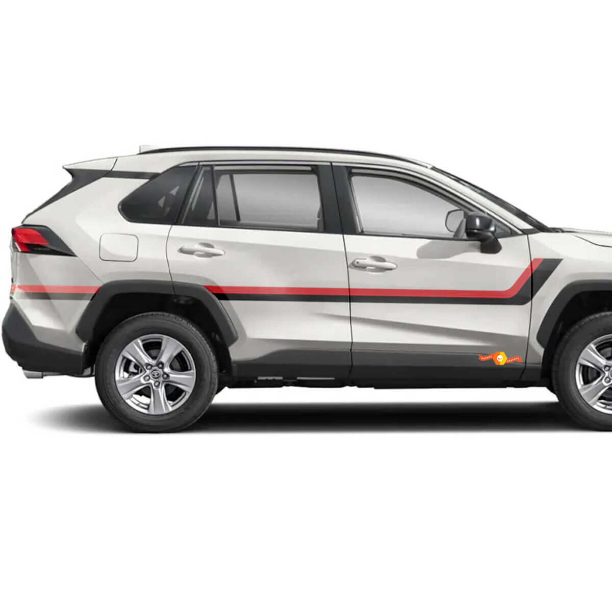 Calcomanías Vinilo de Rayas Gemelas para Puerta Lateral para Toyota RAV4 2019-2025