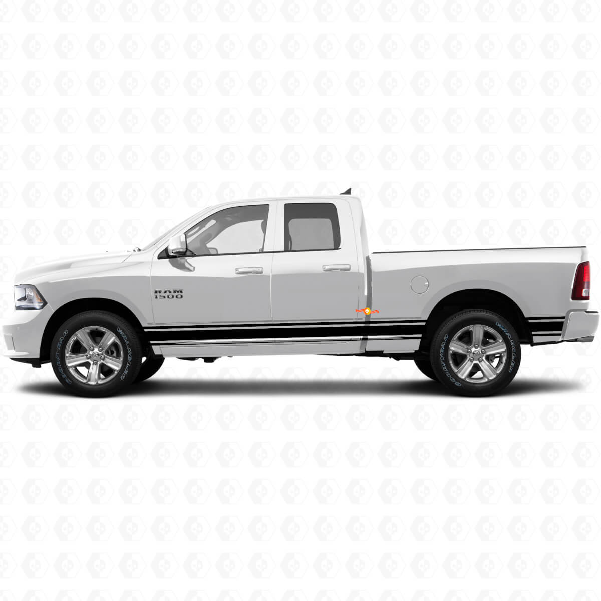 Calcomanía vinílica de franjas rectas para el panel lateral del faldón para Dodge Ram 1500 2011-2018